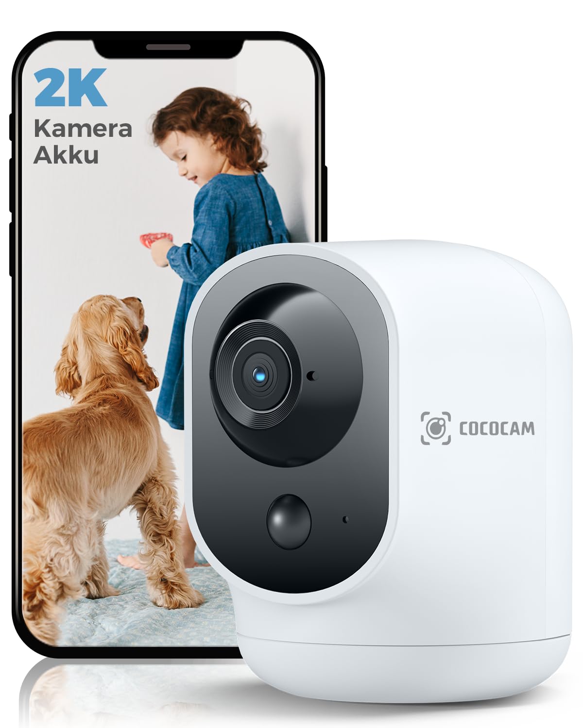 COCOCAM 2K Indoor Wireless Surveillance Camera mit 5200-mAh-Akku