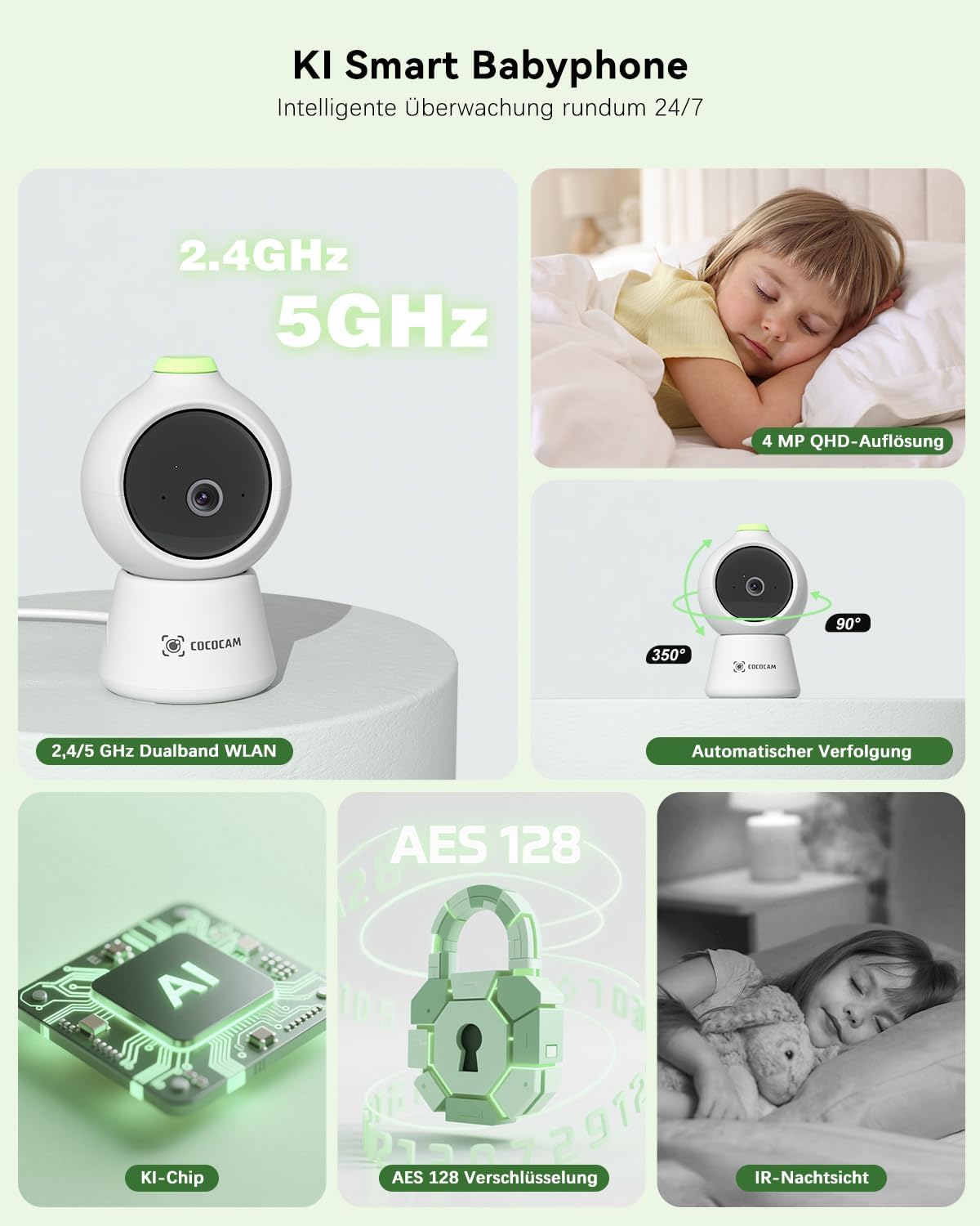 COCOCAM 2K 4MP KI Babyphone mit Kamera