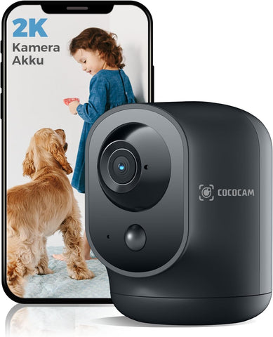 COCOCAM 2K Indoor Wireless Surveillance Camera mit 5200-mAh-Akku